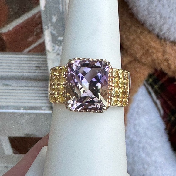 Rare Ametrine and Yellow Sapphire Ring - Picture 3 of 11